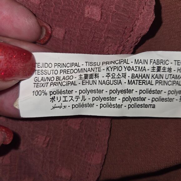 Zara Mauve Pink Long Sleeve Swiss Dot Mini Dress Size Medium - Picture 9 of 9